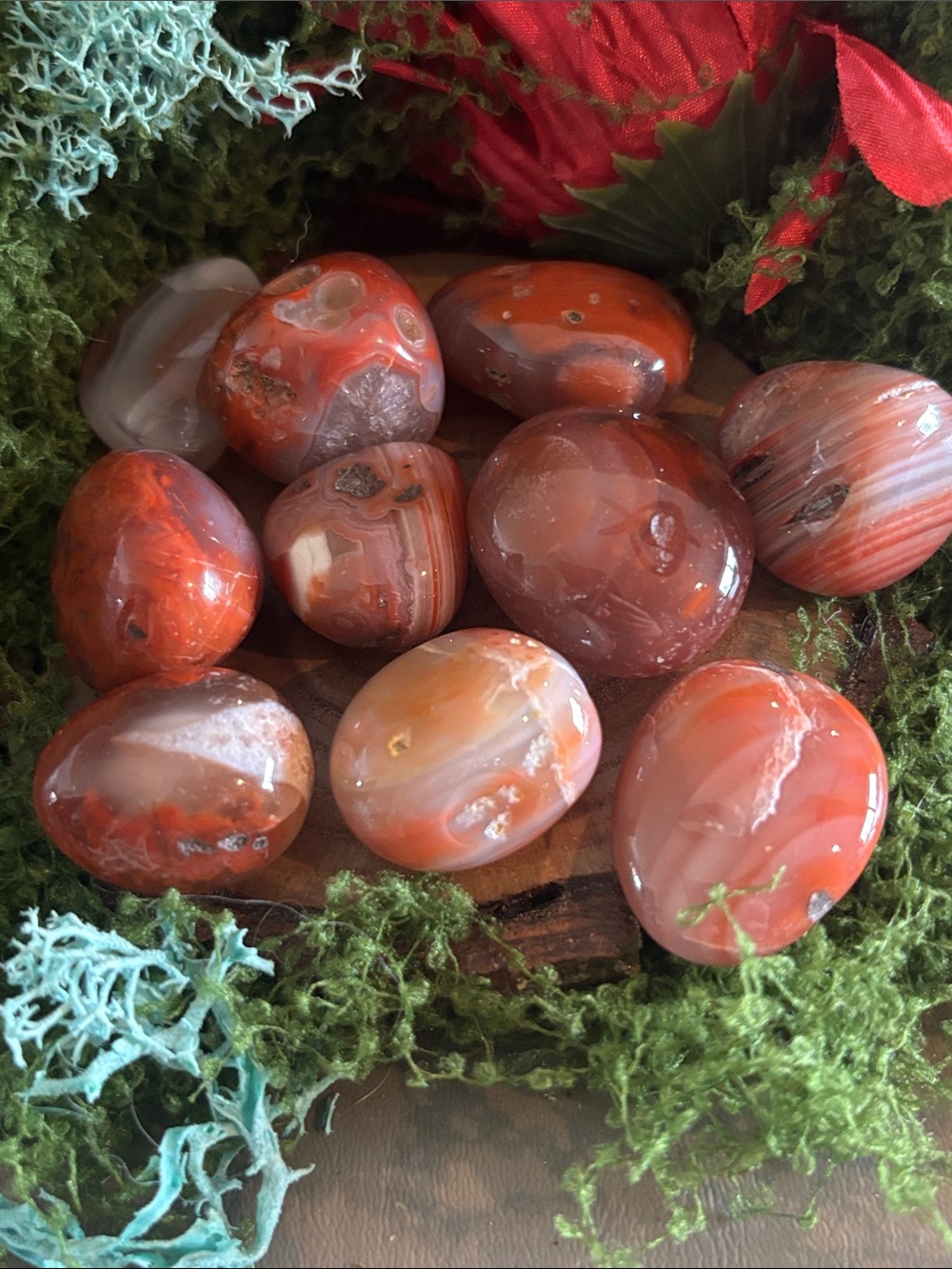 10 Tumbled Carnelian Agate Stones -